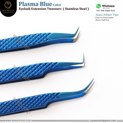 Eyelash Extension Tweezers in Plasma Blue Color with Nano / Fibber Tips