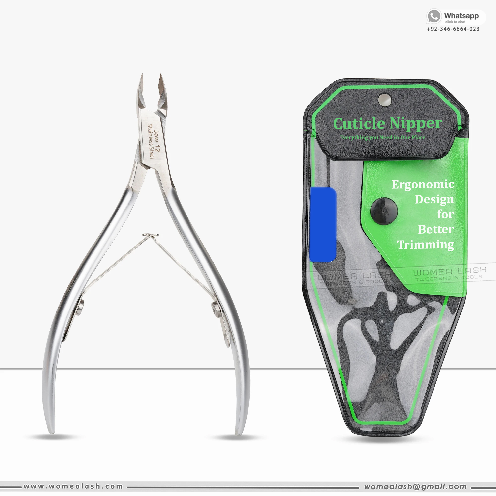 Cuticle Nipper with Packing PVC Pouch . Cuticle Nipper Ergonomic Design for Best Trimming Professional use only .