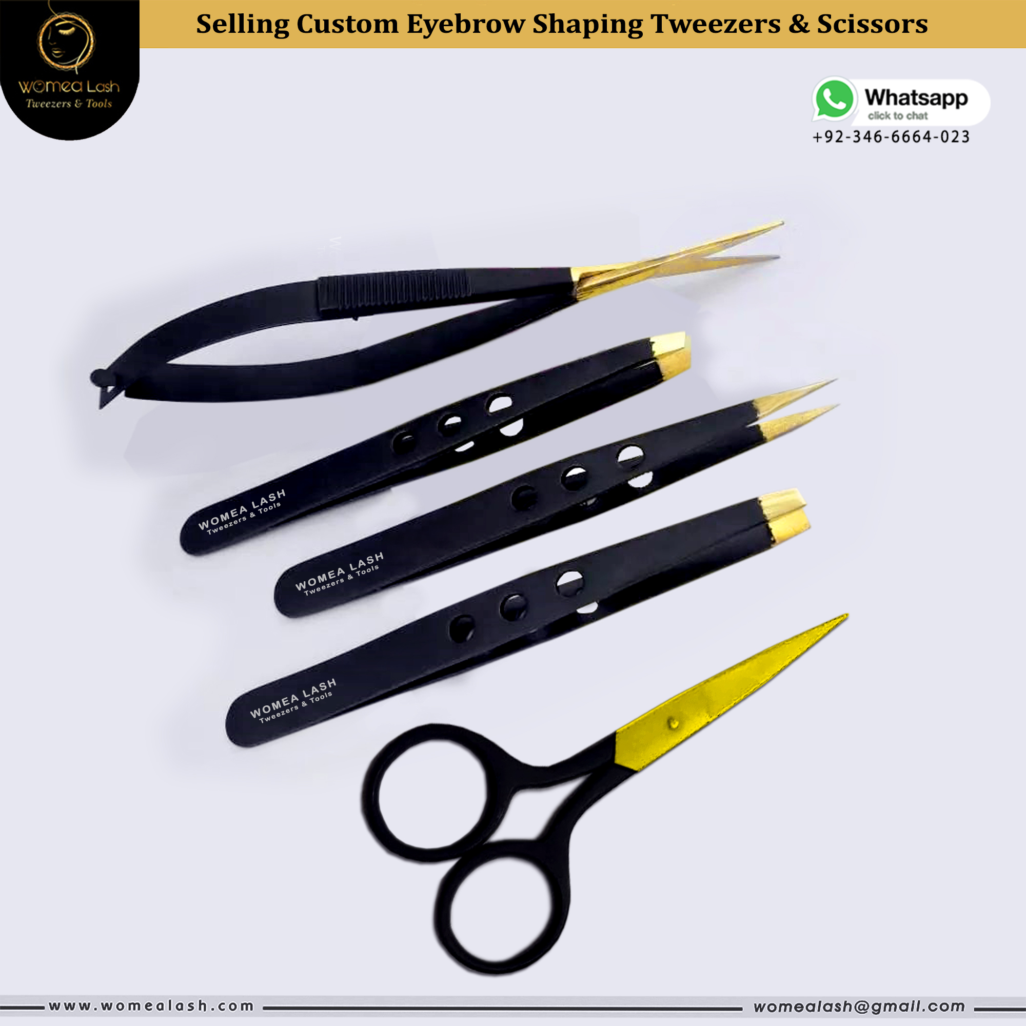Selling Custom Eyebrow Tweezers & Scissors Say Goodbye to all your Messy Facial Hair Game Strong with our 5-piece set