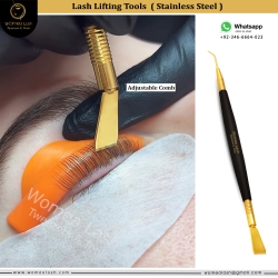 Selling New Lash Lifting Tool with Adjustable Comb in Black & Gold Color in Stainless Steel Material