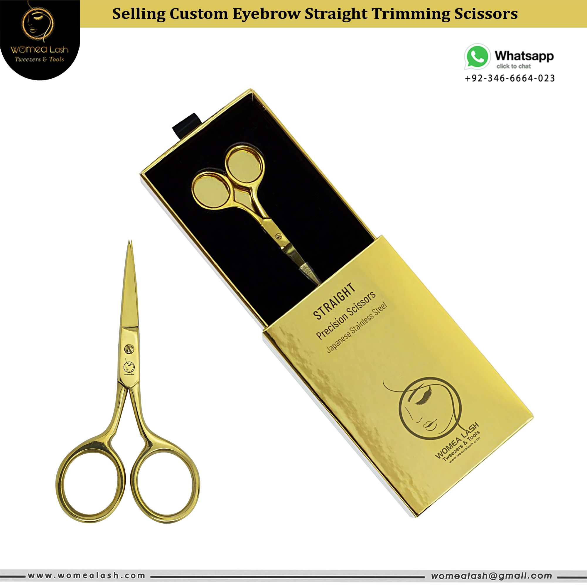 Selling Custom Eyebrow Straight Trimming Scissors With Art Card Packaging Packing Box