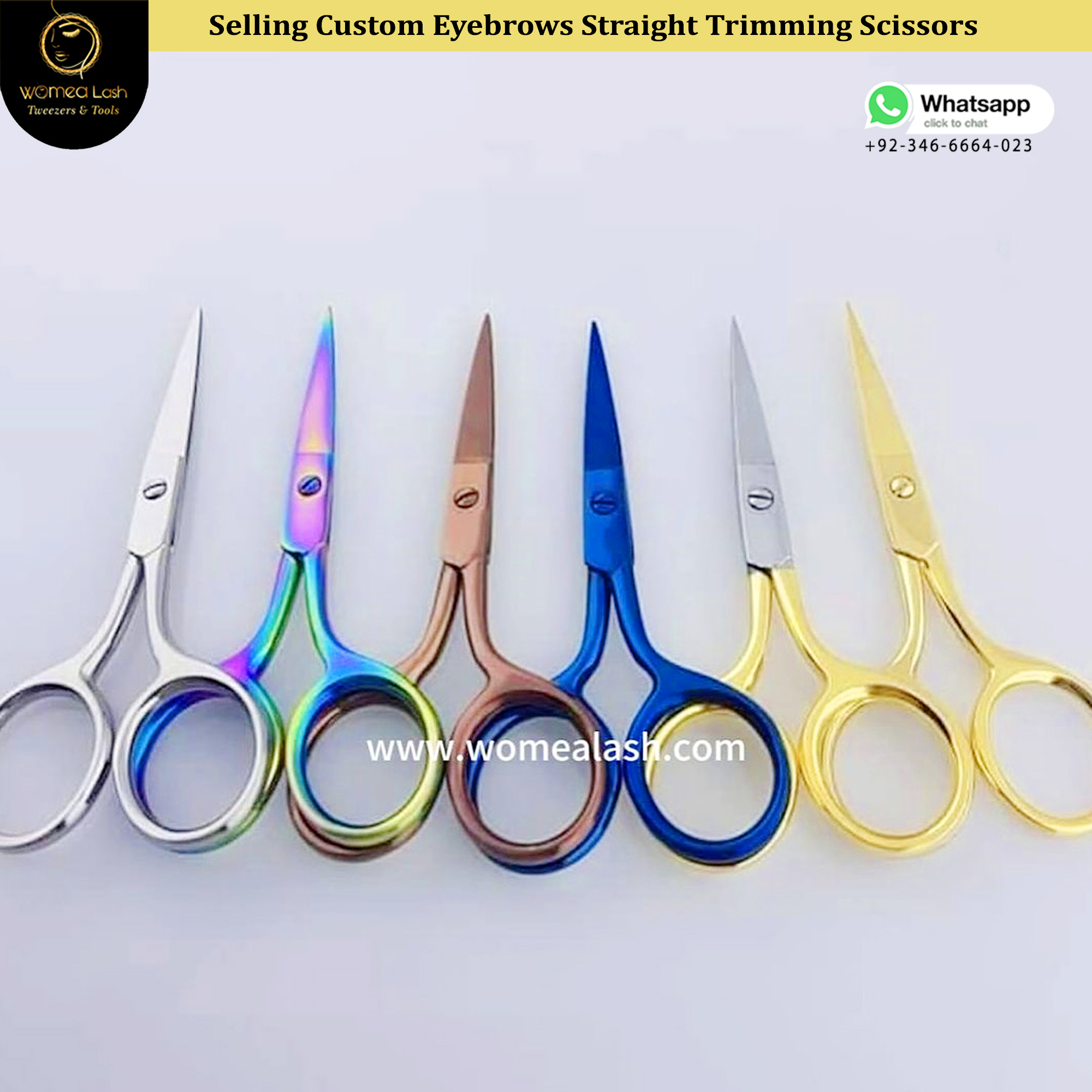 Selling Custom Eyebrows Straight Trimming Scissors in Multiple Colors 