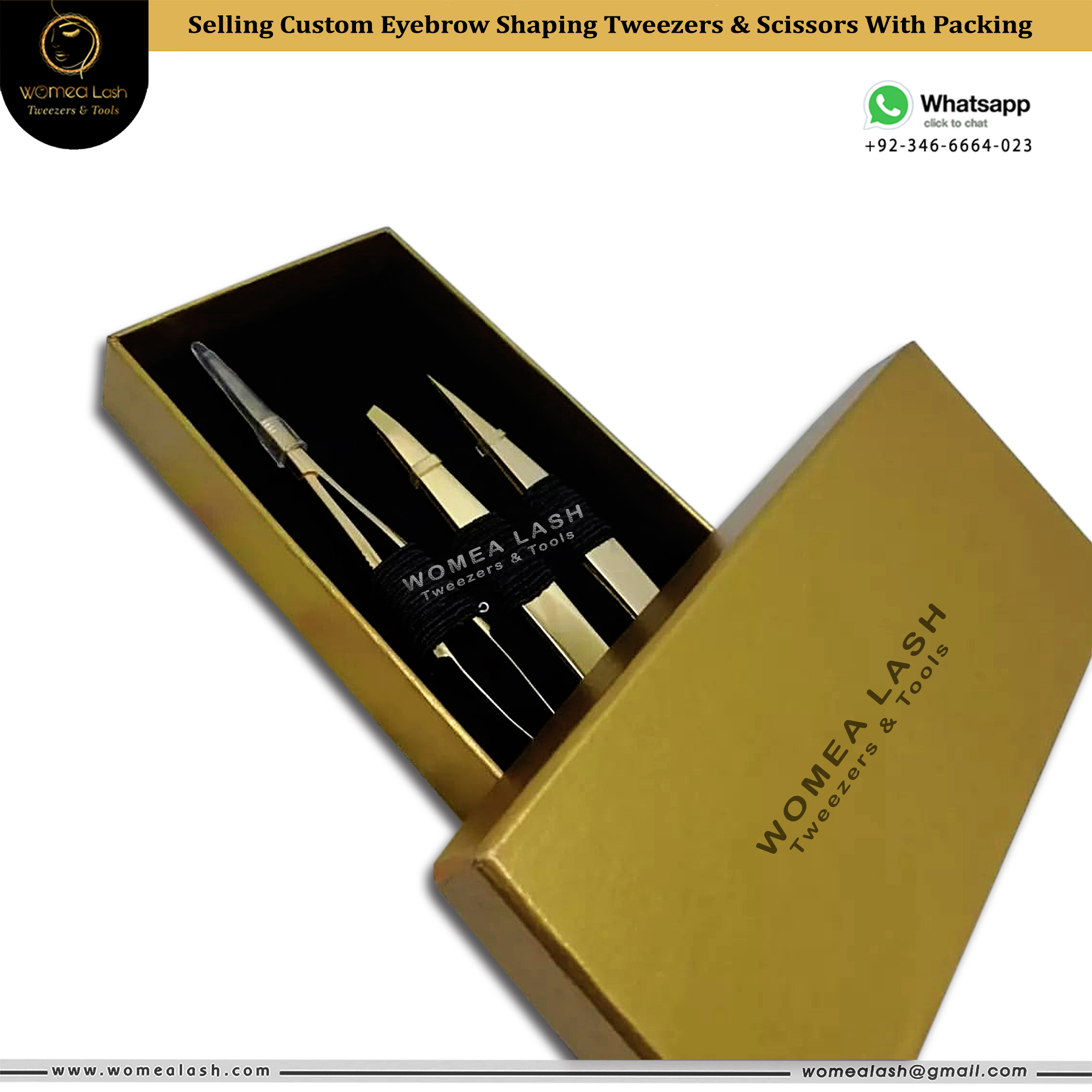 Eyebrow Tweezers and Scissors White Packing Art Card Box