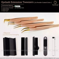 Eyelash Extension Tweezers Set Gold Tips with Rose Gold Handle