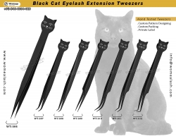 Black Cat Eyelash Extension Tweezers